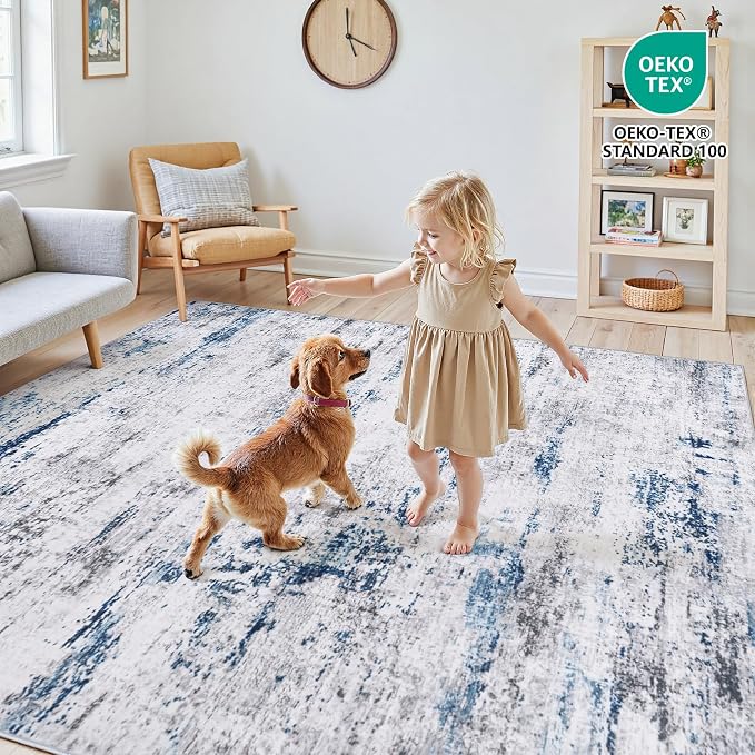 Area Rugs 6x9 Living Room: Large Modern Abstract Washable Rug Soft Anti-Skid - Image 4
