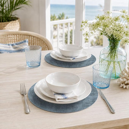 Maxpearl Faux Leather Round Placemats Set of 6, 13.8 inch, Heat Resistant - Image 5