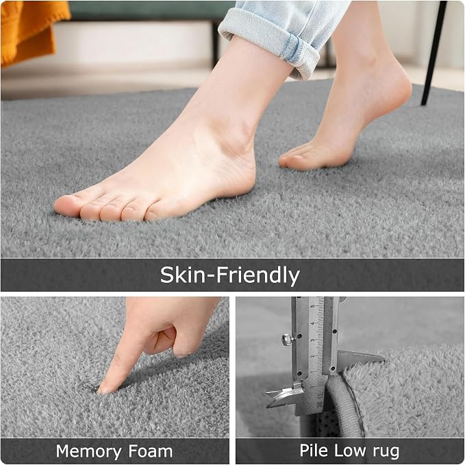 Keeko 4x6 Grey Area Rugs for Bedroom, Soft Modern Living Room Rug Indoor Non - Image 2