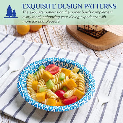 MUCHII 12 Oz Paper Bowls 200 Counts Disposable Bowls, Printed Soak Proof Small - Image 2