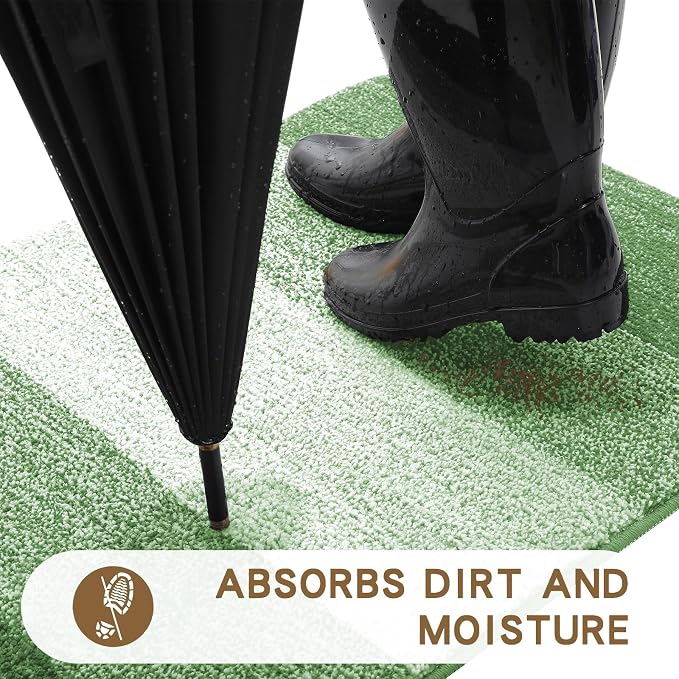 Kitinjoy Indoor Outdoor Door Mat, 30x17 Non-Slip Absorbent Dirt Trapper - Image 2