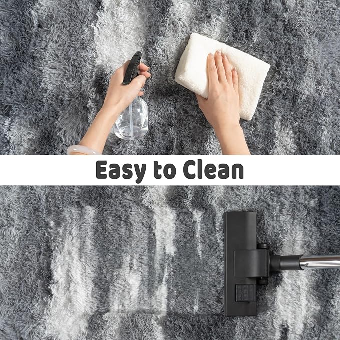 Shag Rugs for Living Room 9x12, Ultra Soft Abstract Grey Big Fuzzy Rugs for - Image 7