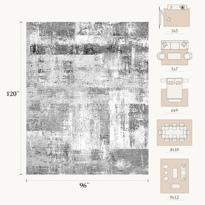 Rugflix 8x10 Large Area Rugs for Living Room, Abstract Washable Rug, Stain - Image 2