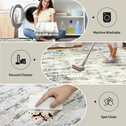 9x12 Area Rugs Washable Rug: Modern Abstract Living Room Rug Soft Anti-Skid - Image 4