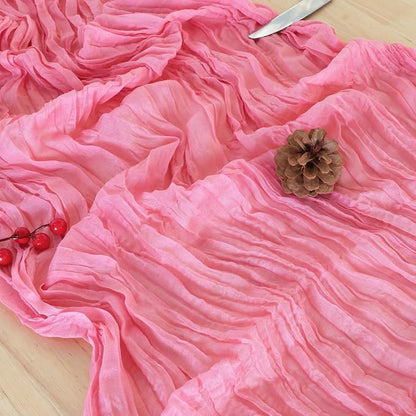 1 Pack Rose Pink Cheesecloth Table Runner 120 Inch Boho Wedding Decor | - Image 5