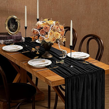 Black Velvet Table Runner 29x120 Inch Luxury Retro Halloween Runners | 3 Pieces - Image 4