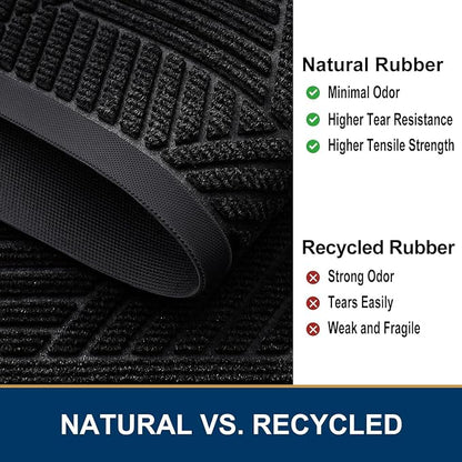 Smiry Front Door Mat Outside Entrance, Heavy Duty Sturdy Natural Rubber Doormat - Image 5