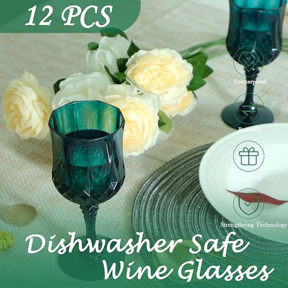 12Pack Plastic Wine Glasses, 7oz Vintage Goblets - Image 5