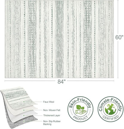 Nakagishi Green Rug Living Room 5x7: Washable Boho Large Neutral Farmhouse Soft - Image 9
