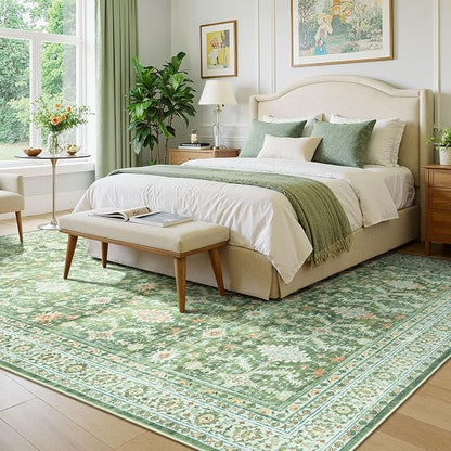 Lessymo Washable Area Rug for Living Room, 8x10 Light Green Large Rugs - Image 2