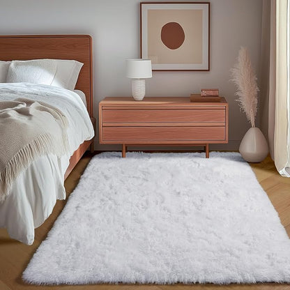 ONASAR White Area Rugs for Bedroom Living Room, Fluffy 4x6 Soft Shag Plush - Image 5