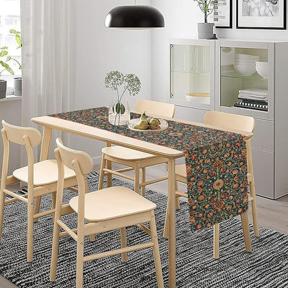 William Morris Table Runner, Boho Rustic Ethnic Flower Original Design Print - Image 3