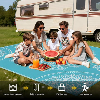 Pauwer Waterproof Outdoor Rug 6x9, Reversible Plastic Straw Patio Camping Rug - Image 5