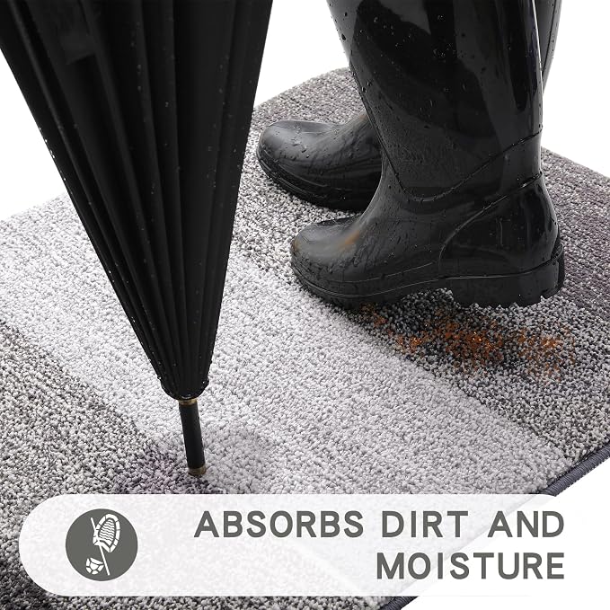 Kitinjoy Indoor Outdoor Door Mat, 40x24 Non-Slip Absorbent Dirt Trapper - Image 2