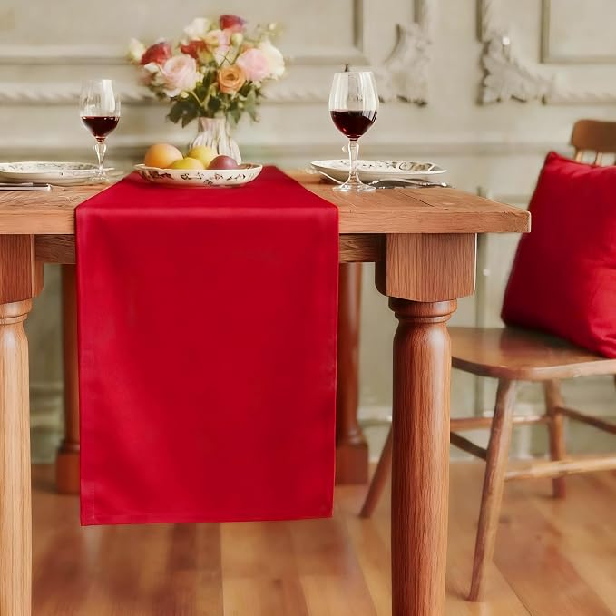FOLINS&HOME Red Waterproof Decorative Table Runner 48 Inches Long | 210GSM by FOLINSHOME