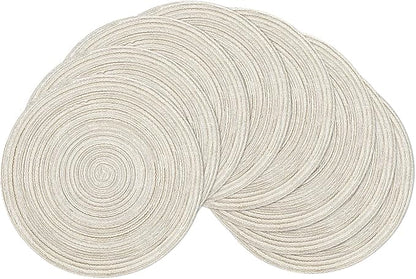 SHACOS Placemats Set of 8 Round Braided Place Mats 15 inch Washable Table Mats by SHACOS