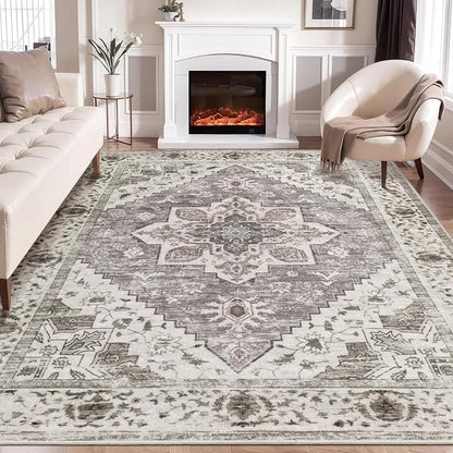 SERISSA Boho 8x10 Area Rugs, Washable Vintage Large Living Room Rug Non-Slip by SERISSAHomeDecorCollection