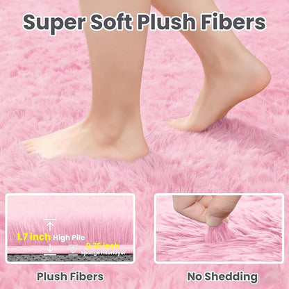 8x10 Area Rugs for Living Room Rug: Soft Fluffy Shag Light Pink Rugs for Bedroom - Image 5