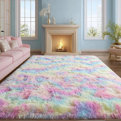 qulint 8x10 Area Rug for Bedroom, Large Fluffy Soft Living Room Rug, Fuzzy Kids by QULINT