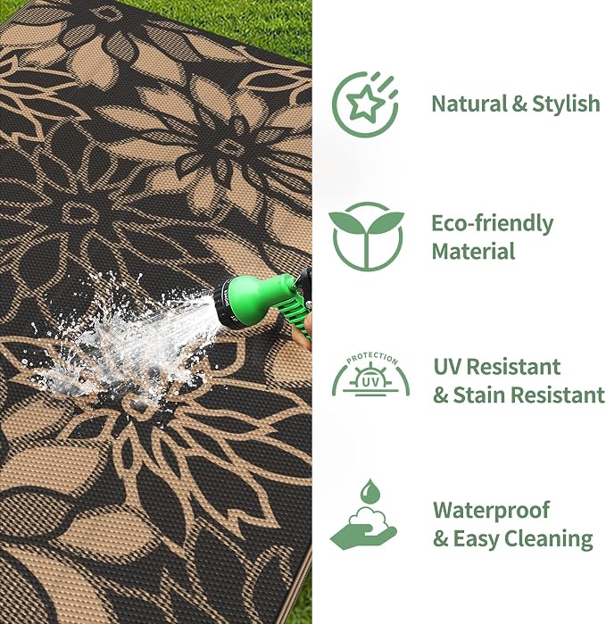 GENIMO Outdoor Rug Waterproof for Patio Decor, Large Area Rugs Mats for RV - Image 6