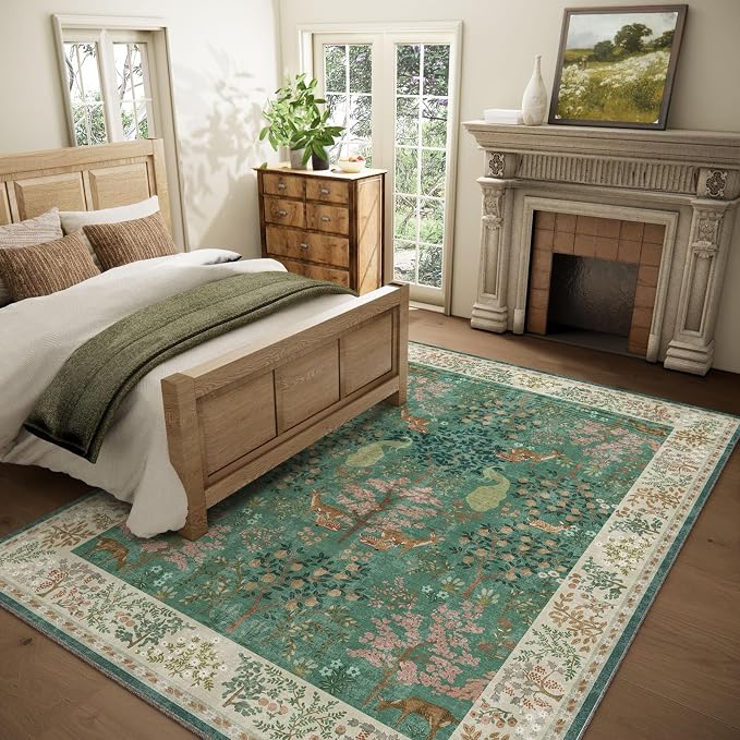 Machine Washable Rugs for Living Room: 5x7 Bedroom Rug Vintage Rug Stain - Image 2