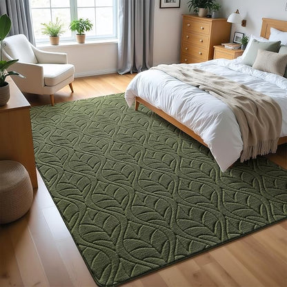 Macgace 6x9 Green Area Rug, Soft Shag Carpet, Washable Living Room Rugs - Image 2