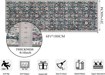 Lahome Moroccan Trellis Washable Runner Rug, 2x6 Kitchen Runners - Image 2