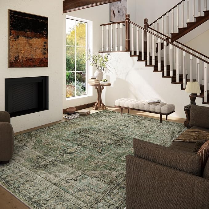 6x9 Area Rugs for Living Room: Washable Bedroom Rug Boho Vintage Rugs Stain - Image 2