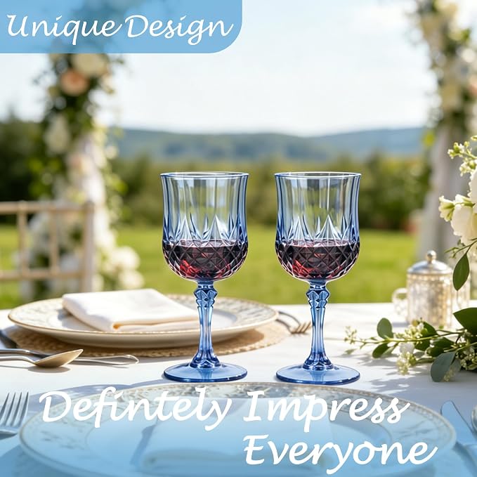 24Pack Plastic Wine Glasses, 7oz Vintage Goblets - Image 4