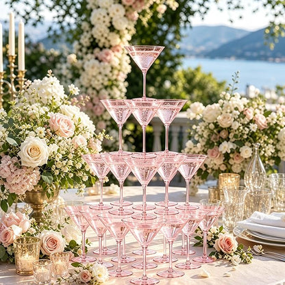 Plastic Martini Glasses Set of 12, 9 oz Pink Cocktail Cups | Unbreakable - Image 5