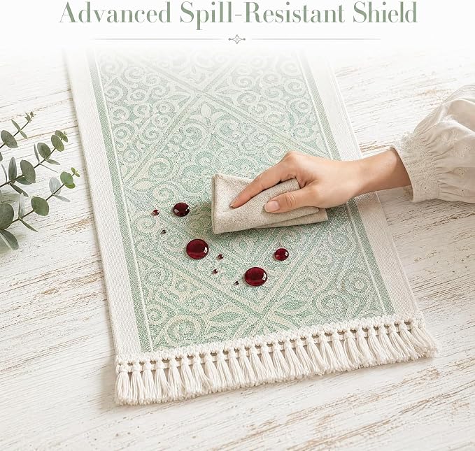 14x95 Damask Table Runner Waterproof French Vintage Dresser Scarf | Hosting a - Image 3