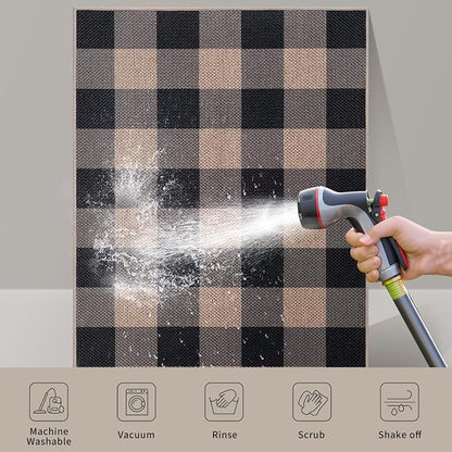 Tangsoo Checkered 4x6 Washable Easy Jute Area Rug - Image 5