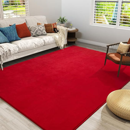 Amearea Large Modern Area Rugs for Bedroom Living Room, 5x8 Feet Red Thickened by AmeareaDirect