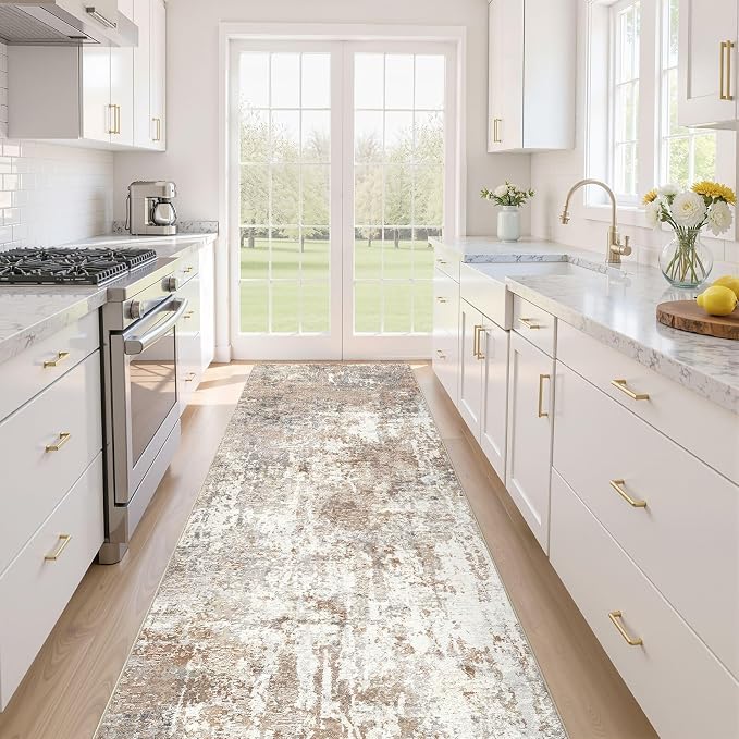 Runner Rug Kitchen Washable Rugs: 2x6 Non-Slip Abstract Soft Modern Stain by LOONGRUG