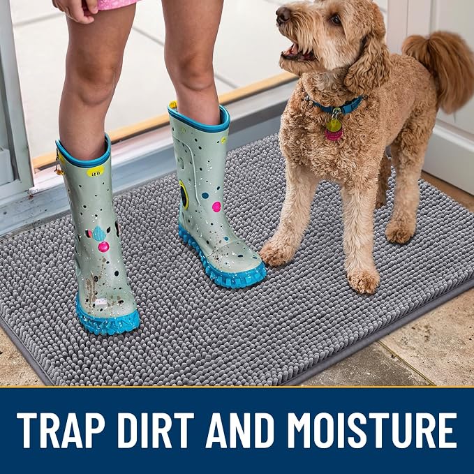 Smiry Dog Door Mat for Muddy Paws 70x35, Absorbent Dirt Trapper, Non-Slip - Image 3