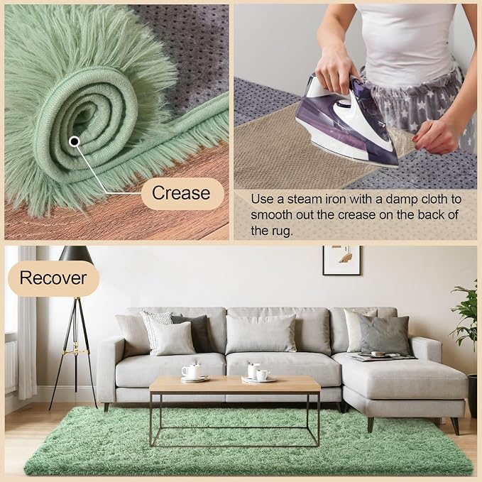 Mugorn Green Rugs for Bedroom, 3x5 Feet Fluffy Area Rugs for Living Room - Image 4