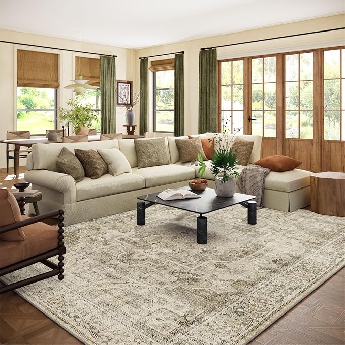 Washable Area Rugs for Living Room: 8x10 Bedroom Area Rugs Boho Vintage Rugs by palohom