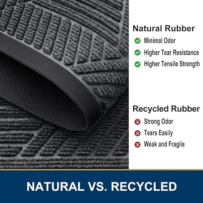 Smiry Front Door Mat Outside Entrance, Heavy Duty Sturdy Natural Rubber Doormat - Image 5