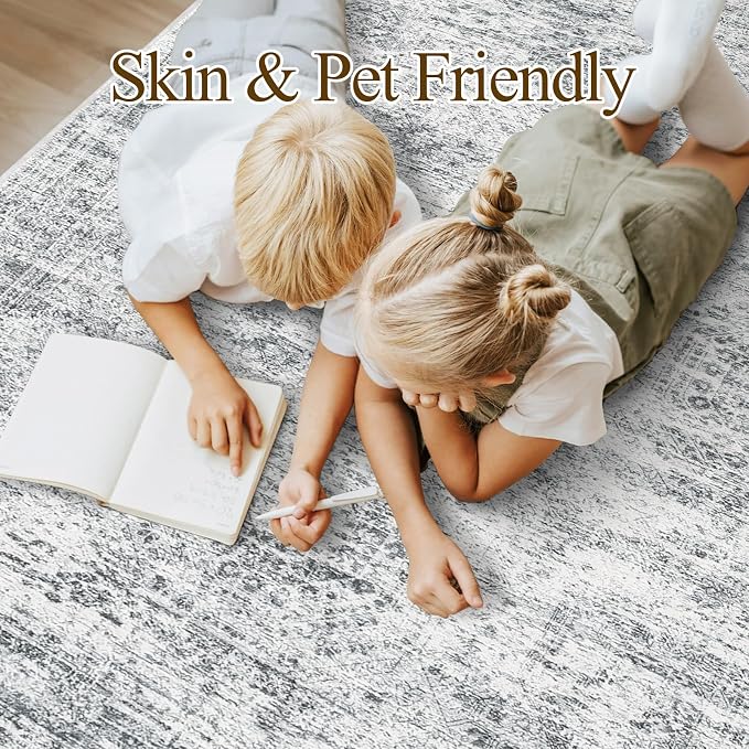 Soalmost 9x12 Area Rugs for Living Room, Non Slip Machine Washable Vintage Rugs - Image 3