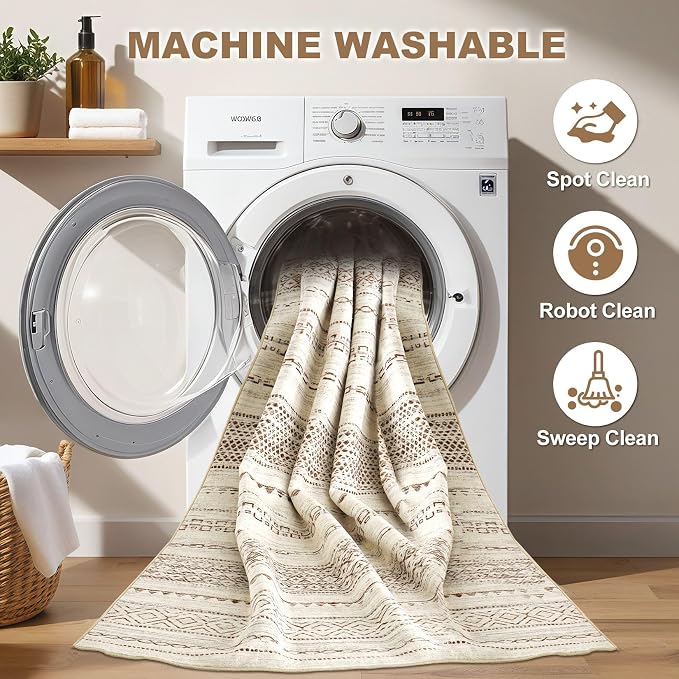 Nakagishi Runner Rug Kitchen Washable Rugs: 2x6 Non-Slip Boho Soft Modern Stain - Image 2