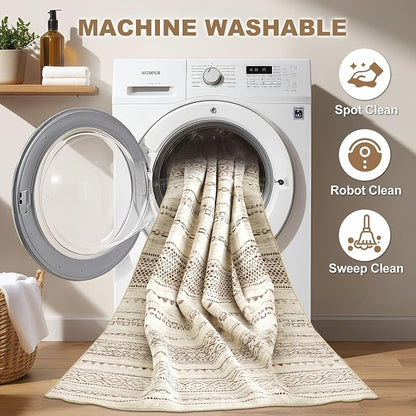 Nakagishi Runner Rug Kitchen Washable Rugs: 2x6 Non-Slip Boho Soft Modern Stain - Image 2