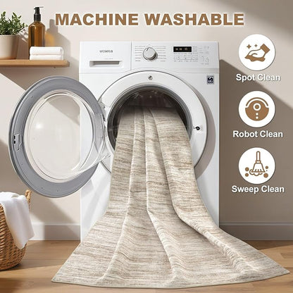 Nakagishi 5X7 Area Rugs Living Room: Washable Large Vintage Rug Neutral - Image 2