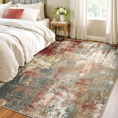 RELEANY Washable Area Rugs 4'x6' Non-Slip Modern Abstract Soft - Image 3