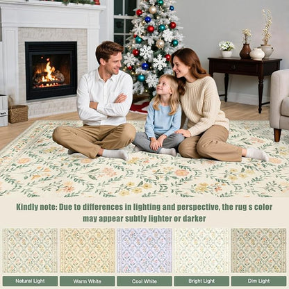 6x9 Area Rugs for Living Room: Floral Washable Rug Vintage Large Soft Boho - Image 9