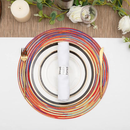SHACOS Round Braided Placemats Set of 6 Table Mats Colorful Place Mats - Image 5