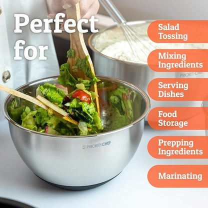 Premium Mixing Bowls With Lids Set, Airtight Lids, Thicker Stainless Steel - Image 7