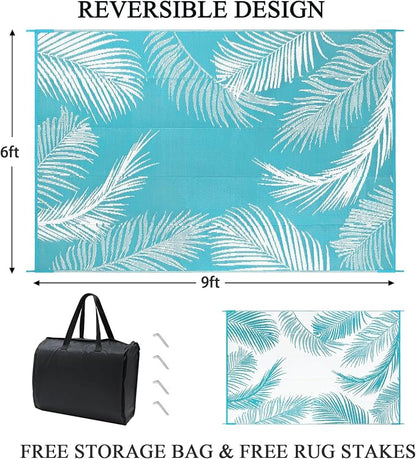 Pauwer Waterproof Outdoor Rug 6x9, Reversible Plastic Straw Patio Camping Rug - Image 2