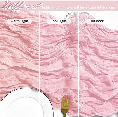12 Pack Light Pink Cheesecloth Table Runner 17 x 108 Inch Gauze Table Runner - Image 4