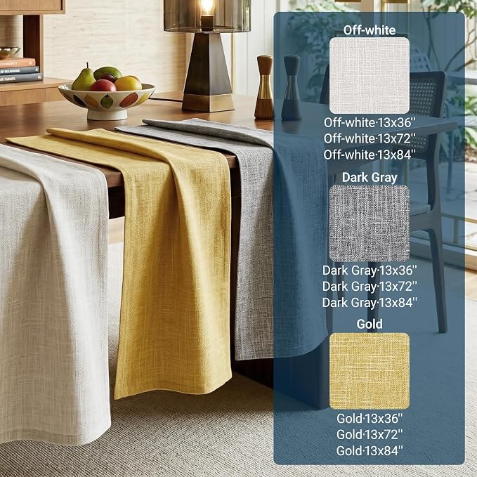Q&J Fabric Co. Linen-Textured Table Runner 1 Pack 13x72 Inch Gold | Polyester - Image 7