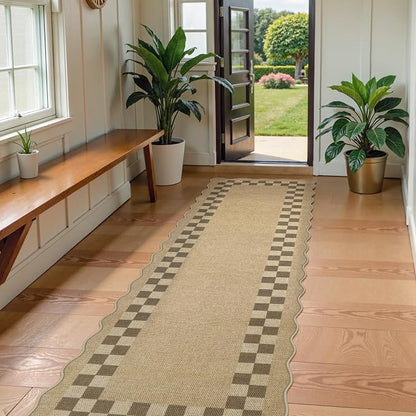 LIVEBOX Scalloped Easy Jute Checkered Runner Rug - Image 8